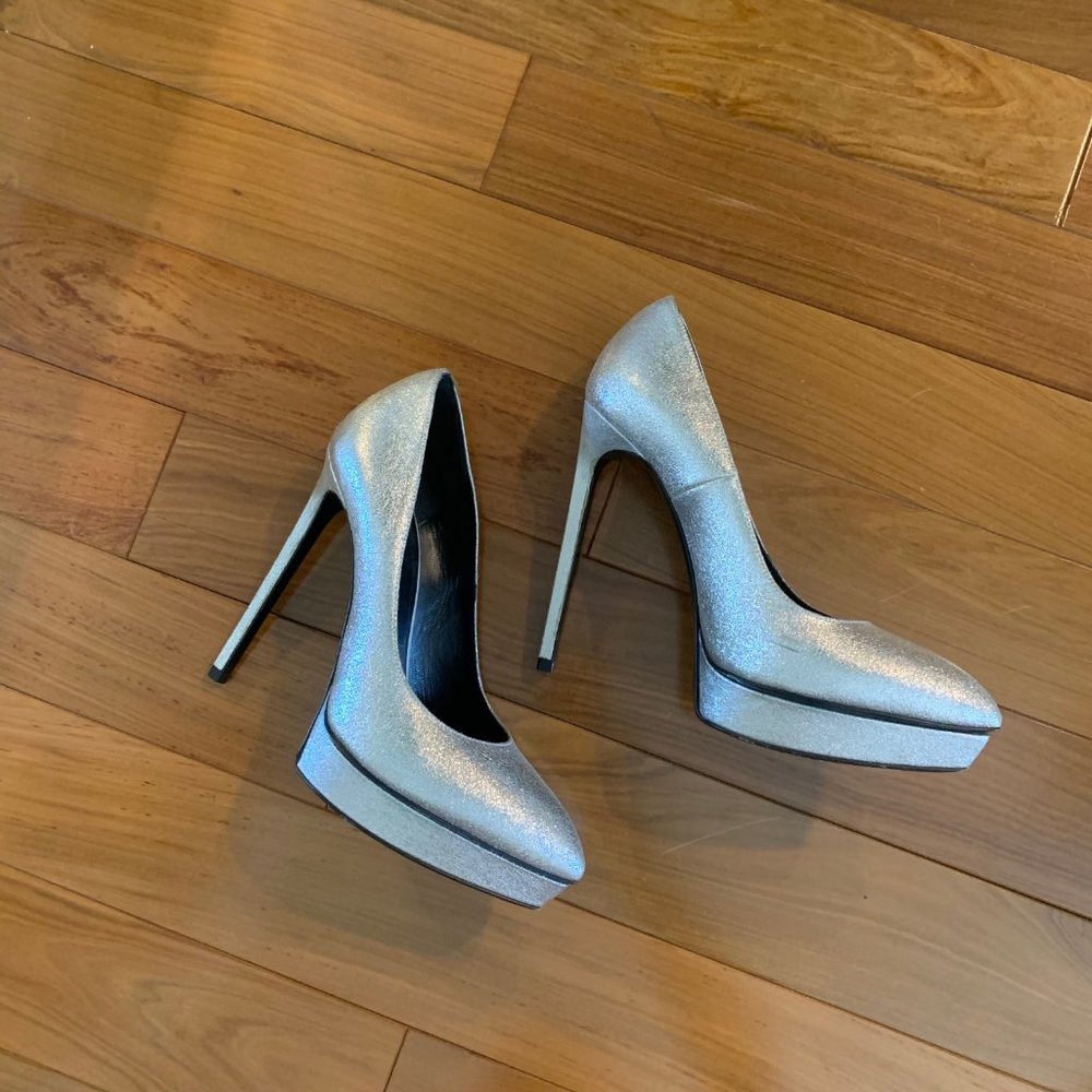 Saint Laurent Metallic Leather Pointed-Toe Pumps